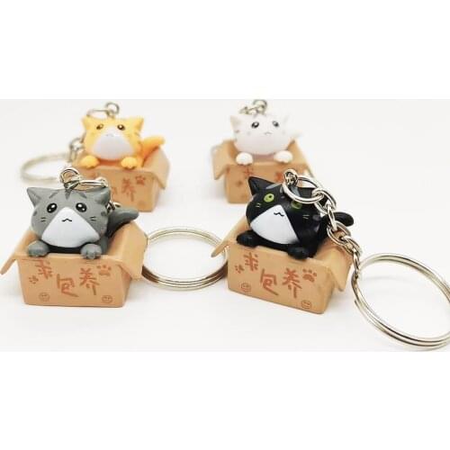 4 styles mixed styles cute cartoon cat key ring chain pendant decoration bag car keychain