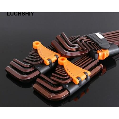 9PCS Double-End L Type Screwdriver Hex Wrench Set Allen Key Hexagon Flat/Ball Head Spanner Key Set Repair Hand Tools 1.5mm-10mm