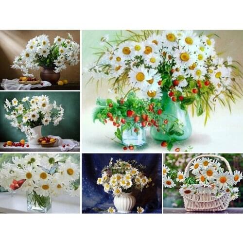 Diamond Embroidery Flower Daisy Kits 5D Diy Diamond Painting Full Square Flowers Mosaic Picture Of Rhinestone Home Decor Gift