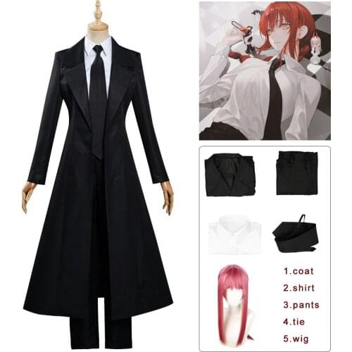 Manga Chainsaw Man Makima Cosplay Costume Trench Coat Shirt Pants Wig Women Men Zentai Japanese School Uniform Anime Clothes