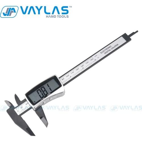 VAYLAS 150mm 6 inch LCD Digital Electronic Carbon Fiber Composites Vernier Caliper Gauge Micrometer Measuring Tool Instruments