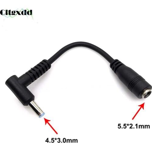 Cltgxdd 1PCS 5.5*2.1mm to 4.5*3.0mm DC Power Jack Converter Charger Adapter Right Angle Cable Connector For HP Dell