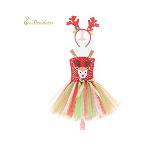 Children Halloween Party Cosplay Costume Cute Baby Deer Cosplay Tutu Dress Girls Christmas Costume Kids Stage Show Dance Dress
