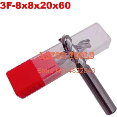 3F-8*8*20*60 CNC tool tungsten alloy milling cutter special flat aluminum alloy cutter aluminum alloy milling cutter