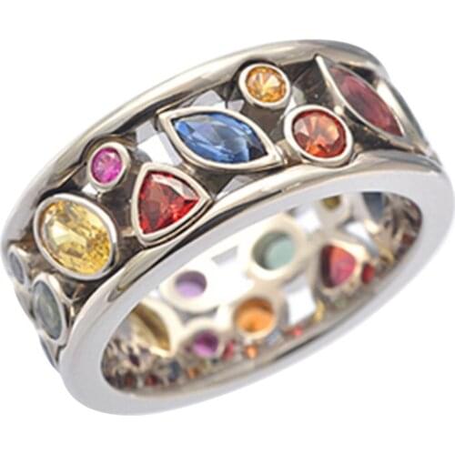 Geometric Pattern Hollow Rhinestone Women Finger Ring Party Banquet Jewelry Gift