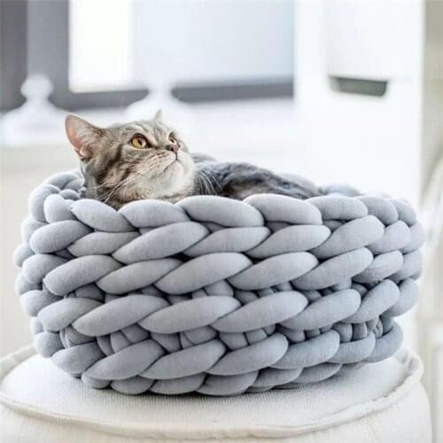 Nordic Knitting Cotton Coarse Wool Pet Dogs Cats Bed Mats Soft Warm Kennel Mat Puppy Cushion House Pet Sleeping Accessoriesse
