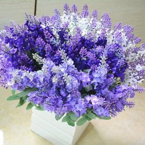 10 Heads/Bouquet Artificial Silk Lavender Flower Brouquet Fake Flower for Wedding Home Garden Plant Home Desk Decor