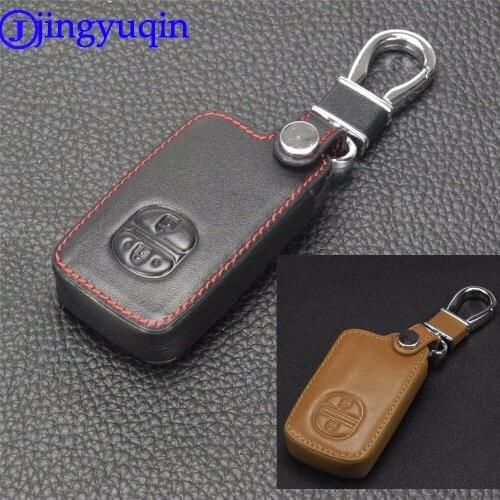 Jingyuqin 2 Btns Remote Leather Car-Styling Key Cover Case For Toyota Camry Highlander Crown Remote Smart Key