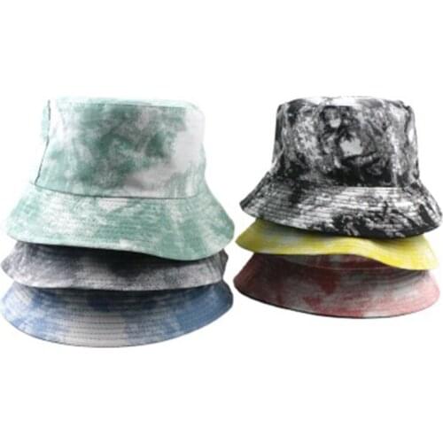 Adult Girls Wearing Cap Visor Rainbow Color Bucket Hat Men And Women Cotton Flat Sun Hat Reversible Sun Tie Dye Fisherman Hat