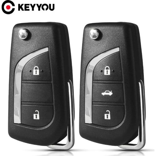 KEYYOU 10 pcs/lot 3 Button Replacement Filp Folding Remote Blank Car Key Shell Case TOY43 Blade For Toyota Corolla RAV4 Auto Key
