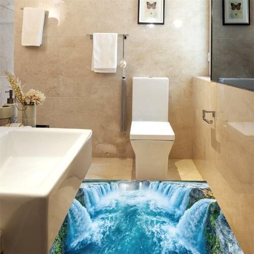 Kithen Wear-resisting 3D mural Waterfall Floor Wallpapers For Bathroom Wall Stickers Removable Waterproof Home Decor Gift
