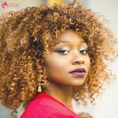 CLASSIC PLUS 8-16 inch Afro Kinky Curly Hair Bundles Weave Ombre Blonde Brown High Temperature Fiber Synthetic Hair Extensions