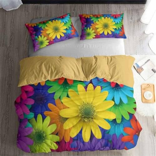 HELENGILI 3D Bedding Set colorful Flowers Print Duvet cover set bedclothes with pillowcase bed set home Textiles #XH-04