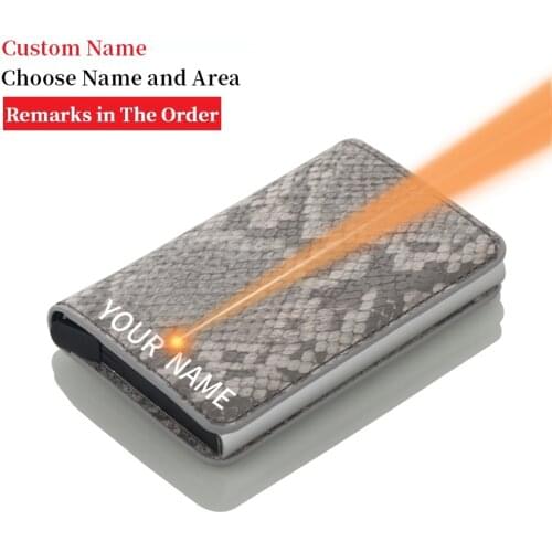 Rfid Card Holder Wallet Custom Name Credit Card Holder PU Leather Men Wallets Card Holder Photo Male Small Smart Wallet Purse