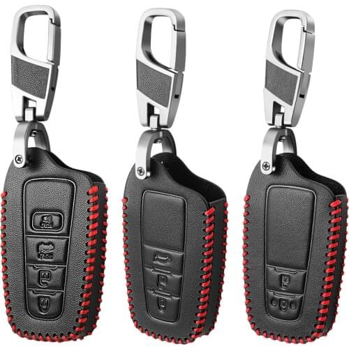 Leather Car Key Case Cover For Toyota C-HR CHR Rav4 Corolla Camry Avalon Land Cruiser Prado Prius 2018 2019 2020 Remote Cover