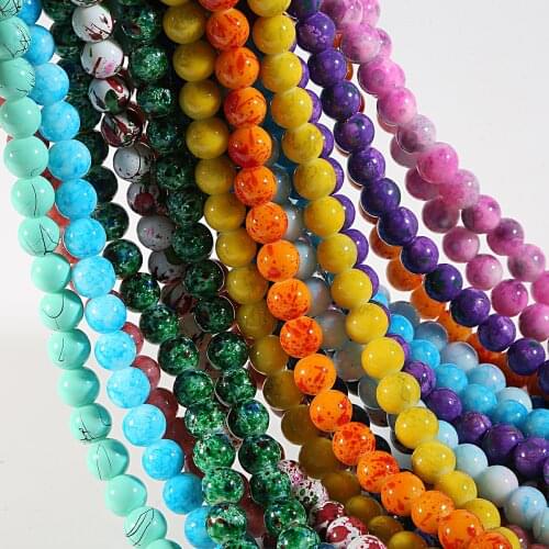 6mm 8mm Glass Beads Round Loose Spacer Beads Pattern For Jewelry Making DIY Bracelet Necklace