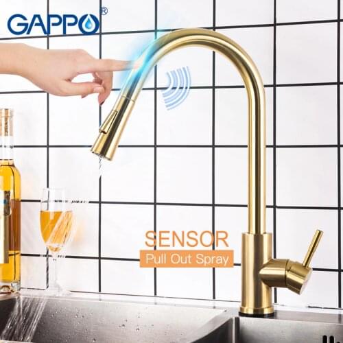 GAPPO Sensor Kitchen Faucets Gold Touch Inductive Sensitive Faucets Mixer Water Tap Single Handle Dual Outlet Water Modes