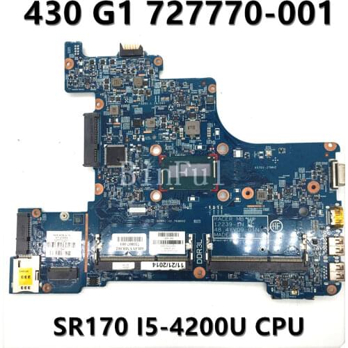 For HP ProBook 430 G1 12239-1N 48.4YV09.01N Laptop Motherboard With SR170 I5-4200U CPU 727770-001 100%Working well