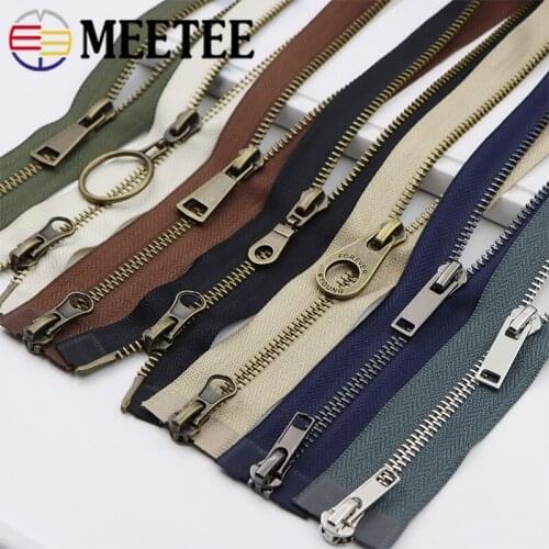 1pc 80/100/120cm 5# Bronze Teeth Double-slider Metal Zippers Auto Lock Zips for Sewing DIY Down Jacket Coat Clothes Accessories