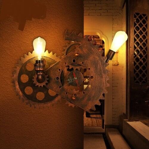Tourbillon Wall Lamps gear can turn retro retro decorative lights American retro cafe bar living room wall light LU80257