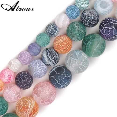 Natural Stone Matte Weathered Onyx Beads Jewelry Making Frost Cracked Colorful Agates Beads For DIY Bracelet Necklace 6 8 10 mm