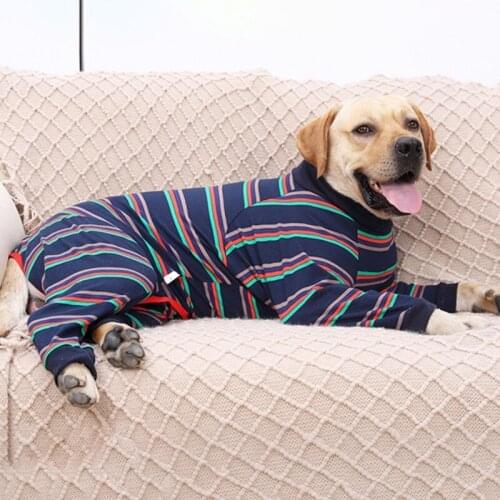 Dogs Pajamas For Pet Dogs Jumpsuit For Dog Recovery Suit Anti Licking Wounds For Dogs Stripe Clothing Medium Large