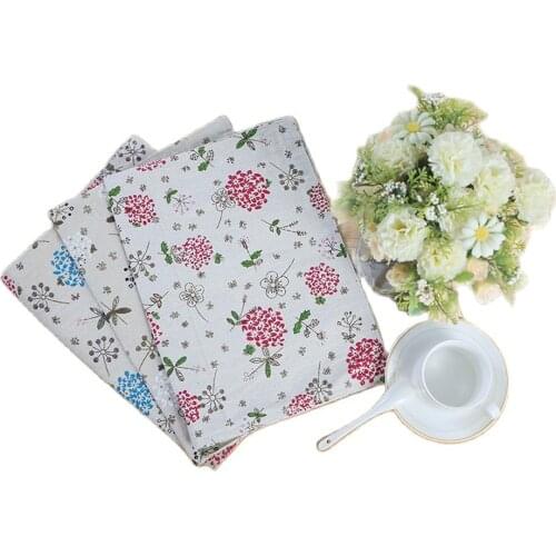 Chinese Peony Cloth Placemat,Cotton Linen Blend Soft Durable Double Stitching Table Mat,Heat Stain Resistant Drink Coasters
