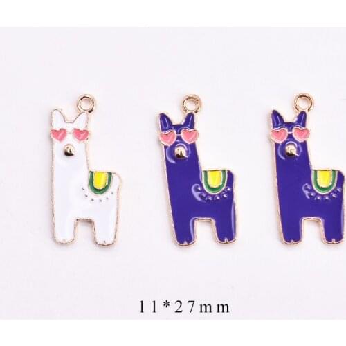 10pcs/Lot 11*27mm Alpaca Diy Handmade Oil Enamel Charms Design for Jewelry Making Earring Bracelet or Necklace
