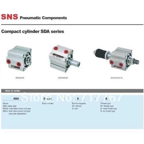 SDA25*10-B Male Rc1/8' compact cylinder SNS pnematic parts Airtac type actuator air cylinder Hydraulic cylinder M10*1.25