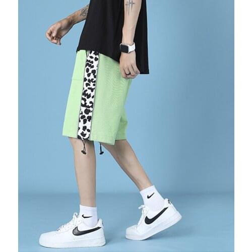 White Shorts Men Japanese Style Cotton Running Sport Shorts for Men Casual Summer Elastic Waist Solid Shorts Printed Clothing
