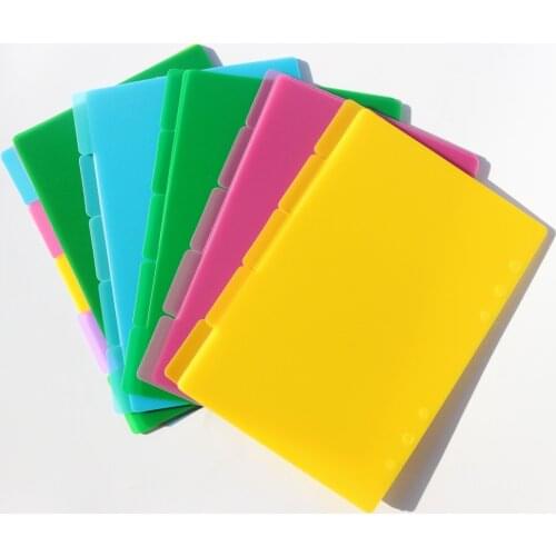 Classic rainbow color PP office school 6 holes binder spiral notebook index dividers set accessories stationery,A5 A6
