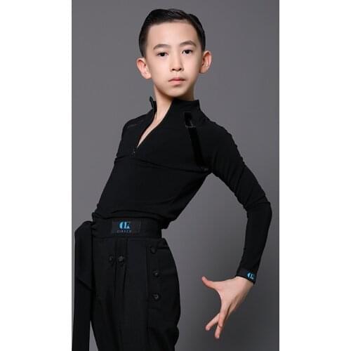 2020 Latin Dance Tops Velvet Black Long Sleeve Shirts Practice Clothes Ballroom Chacha Samba Tango Latin Performance Wear DN7113