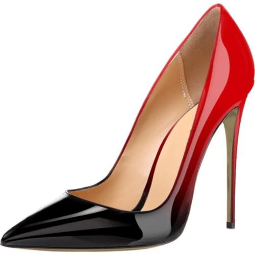 Brand Shoes Woman High Heels Pumps High Heels 12CM Women Shoes Wedding Shoes Pumps Black Nude Gradient color Shoes Thin Heels