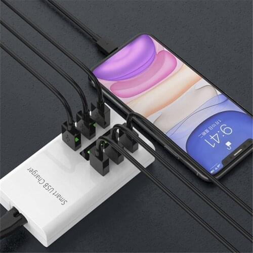 30W Smart USB Charger 6 Ports Charging Station for Mobile Phone Tablet EU/US/UK Socket Hub Wall Charger Station Power Adapter