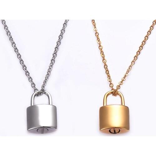 Unisex Stainless Steel PadLock Cremation Jewelry for Ashes Urn Pendant Necklace for Human Pet Ashes lock Memorial Jewelry