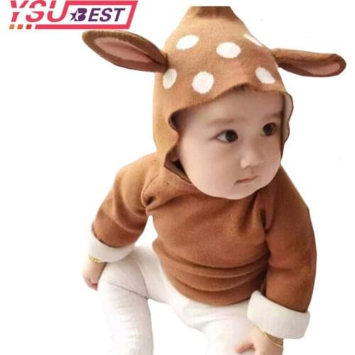 2020 Baby Sweater Girls Cartoon Deer Costume Cardigan Toddler Kids Boys Dot Animal Knitted Crochet Sweater Outwear Clothing