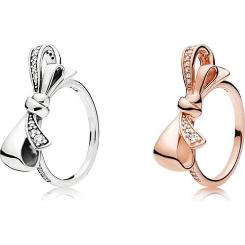 Hot Sale Bow Knot Couples Finger Ring Fashion Simple Wedding Brand Rings for Woman Engagement Jewelry Dropshipping