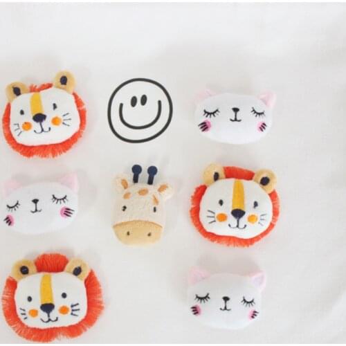 10PCS/Lot Cartoon Plush Lion Cat Giraffe Doll Baby Cloth Patches Applique Crafts For Girl Garment Accessories And Bag Decoration