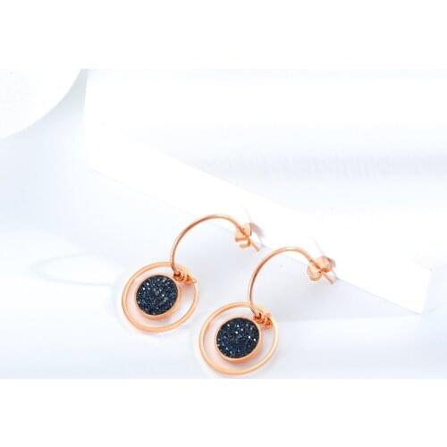 5G Korean Version Unusual Earrings For Women 2021 Stainless Steel Rose Gold E Girl Net Red Simple And Sweet Set Zircon Eardrop