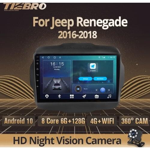 2DIN Android 10.0 Car Radio For Jeep Renegade 2016-2018 GPS Navigation Auto Radio DSP Stereo Receiver Car Multimedia Player IGO