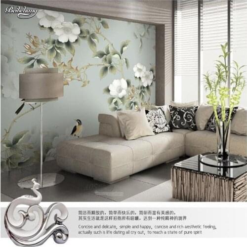 Beibehang Custom photo wallpaper High quality silk cloth wallpaper delicate flowers retro American large mural wall pape