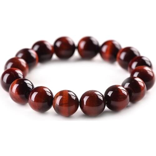 Natural 5A Red Tiger Eye Stone Bracelets Bangle Women Men Bracelet Round Beads 8 10 12 14 16 MM Erkek Bileklik Pulsera Hombre