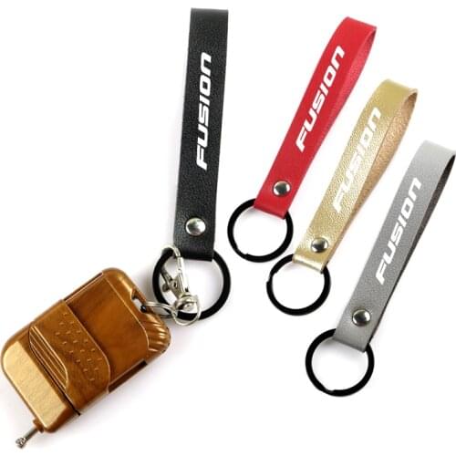 Fashion car Key chain Artificial Leather Rope PU Keychain for Ford FUSION Fiesta EcoSport ESCORT focus car Key ring Accessories