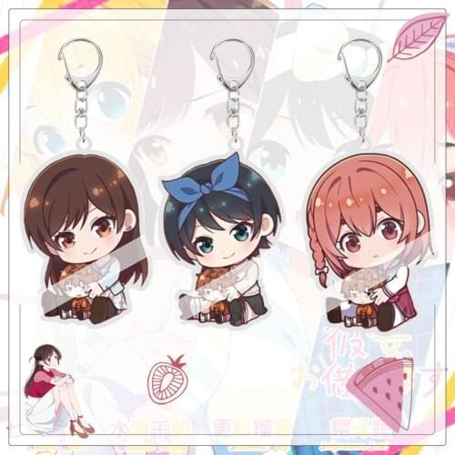 Cartoon Anime Cosplay Figure Acrylic Keychain Rent A Girlfriend Mizuhara Chizuru Sumi Ruka Keyring Bag Pendant Keychain Gift