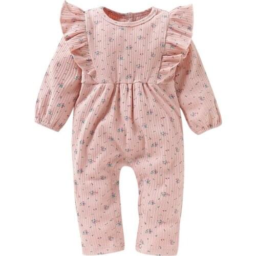 Infant Flare Long Sleeve Jumpsuit Outfits Children Romper Baby Girl Clothes Autumn Casual Floral Print Romper