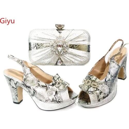 Doershow hot Italian Matching Shoes and Bag Set African Wedding Shoe and Bag set Italy Shoe and Handbag Summer Set Women!SBK1-13