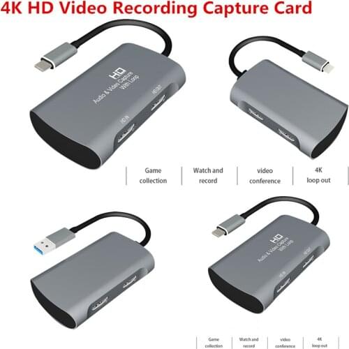 HD 1080P 4K Type-C To HDMI Video Capture Card Portable USB 3.0 Video Grabber Record Box for Game Record Live Streaming Broadcast