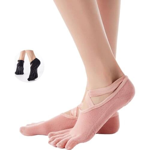 KoKossi Crossover Full Toe Yoga Socks Sweat-absorbent Comfortable Breathable Elasticity Non-pilling Anti-slip PVC Quick-dry