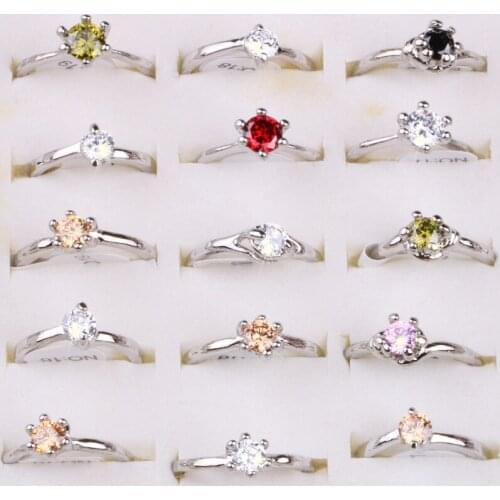 Hgflyxu Random 2PCS Silver color Crystal Zircon Finger rings for women Accessories fashion jewelry Women Birthday gift Hot