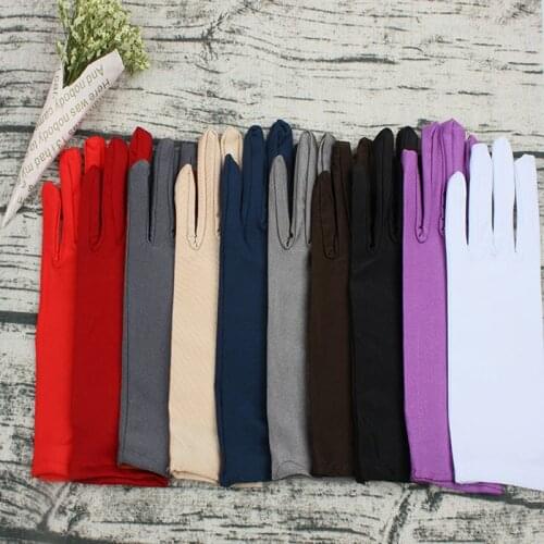 New Fashion Short Gloves Solid Color Spandex Sunscreen High Elasticity Etiquette Thin Manner Gloves For Men Women High Quality